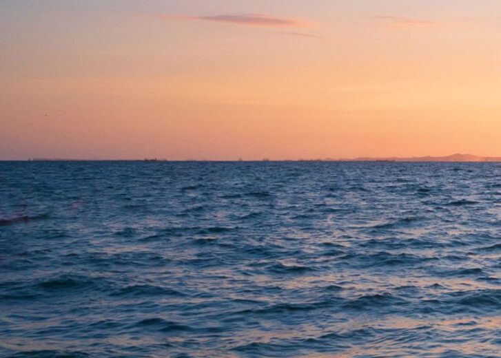 landscape viewpoint panorama summer sea wind wave cool holiday calm coastal sunset sky light orange golden evening day look calm Nature tropical Beautiful sea water travel Bangsaen Beach thailand