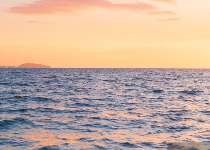 landscape viewpoint panorama summer sea wind wave cool holiday calm coastal sunset sky light orange golden evening day look calm Nature tropical Beautiful sea water travel Bangsaen Beach thailand