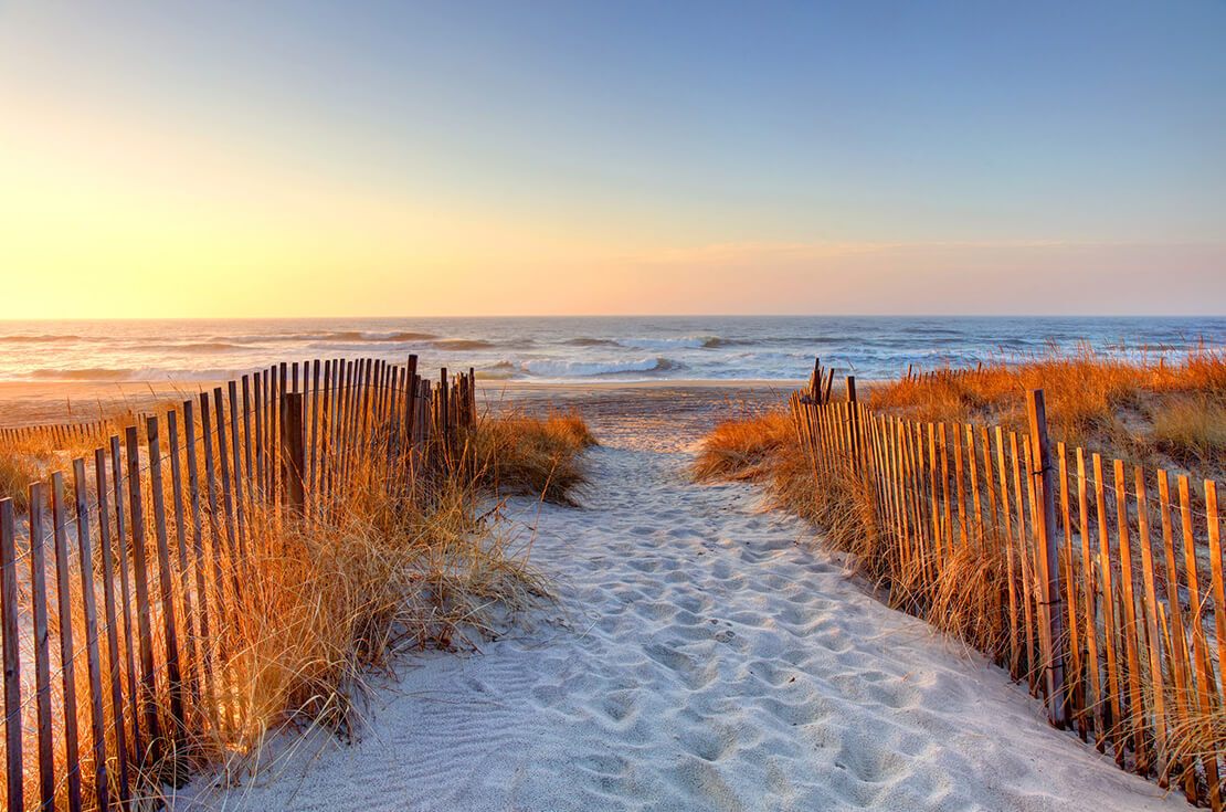 Ponquogue Beach is a stretch of sand accessed by a bridge across Shinnecock Bay.